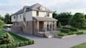 design house exterior, facade, and realistic 3d rendering