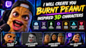 create a burnt peanut inspired 3d character with rigging and lens studio