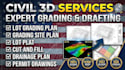 do lot grading plan, cut and fill, drainage, permit drawings in civil 3d