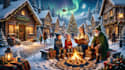 llustrate magical christmas scenes, characters