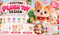 custom stuffed animal character design, plush toy design and sewing pattern
