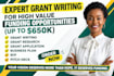 do grant writing , grant research and grant applications