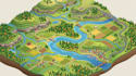 design illustrated watershed, river map, drainage map, hydrology and water map
