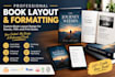 create custom book layout design, formatting for ebook, PDF and print