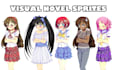design visual novel anime character sprites anime background art and expressions