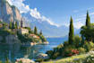 pixel art background and landscape