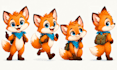 create a cute animal character turnaround sheet