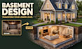 3d render european basement interior design remodel