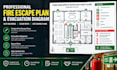 design fire escape plan, evacuation diagram, egress plan,evacuation and exit map