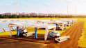 create 3d solar farm, solar panel and renewable energy visualization