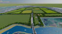 3d waterfront landscape,urban masterplan,city planning, riverfront bridge render