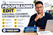 do professional proofreading edit your personal statement, statement of purpose