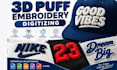 do 3d puff embroidery digitizing hat and cap logo digitizing dst pes