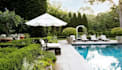 design backyard landscape, garden, patio, pool and 3d rendering