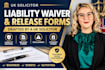 draft liability waiver, release form, disclaimer, affidavits and consent form
