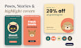 design pet shop and dog groomer instagram posts in canva