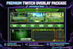 design premium twitch, kick, overlay and stream package