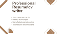 write engineering and project management resume or CV