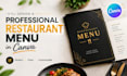 design a professional restaurant menu in canva