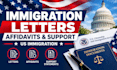 draft US immigration letters, affidavits, and  supporting statements
