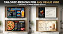 design an editable canva 4k digital TV menu board for bars, cafes, restaurants