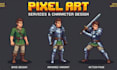 draw custom 8bit 2d pixel art background illustration game environment animation