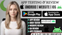 page user testing app website review test andriod IOS app install game testing