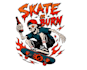 create a vintage skeleton skateboarder logo for custom t shirt