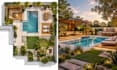 deck pergola and outdoor kitchen design with 3d landscape rendering patio pool
