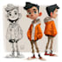 draw a cartoon characters in a funny sketch