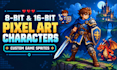 create 8bit and 16bit pixel art characters and game sprite designs