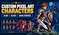 draw 8 bit and 16 bit pixel art characters for game