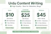 write professional high quality urdu articles and blogs