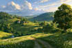 create flat landscape illustration