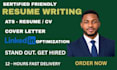 write a professional resume and ats friendly CV