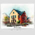 custom digital watercolor house