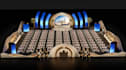 luxury 3d gala stage render, backdrop design,corperate event decor,banquet setup