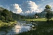 illustrate beautiful flat landscape illustration art