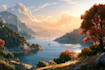 beautiful flat landscape illustration art