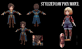 model rig stylized low poly 3d character model retro psx mobile rpg game assets