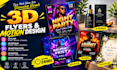 3d flyer, 3d mockup, 3d motion flyer, 3d poster, 3d invitation card within 24hrs