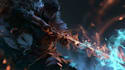design an epic fantasy warrior hero with custom armor
