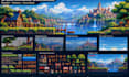 create pixel art game environments, parallax  backgrounds and tilesets