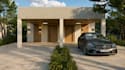 model 3d rooftop housing layout, provide aerial view render for modern row villa