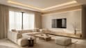 create minimalist interior design for ikea living room, bedroom with 3d render