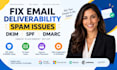 fix low email deliverability spam issues dkim spf dmarc inbox placement setup