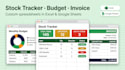 design excel google sheets, stock tracker spreadheet, budget invoice spreadsheet