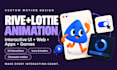 create custom rive, lottie json animation, interactive ui, game, web animation