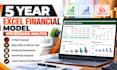 create a 5 year excel financial model with scenario analysis