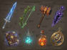 design creative concept art of weapons and items